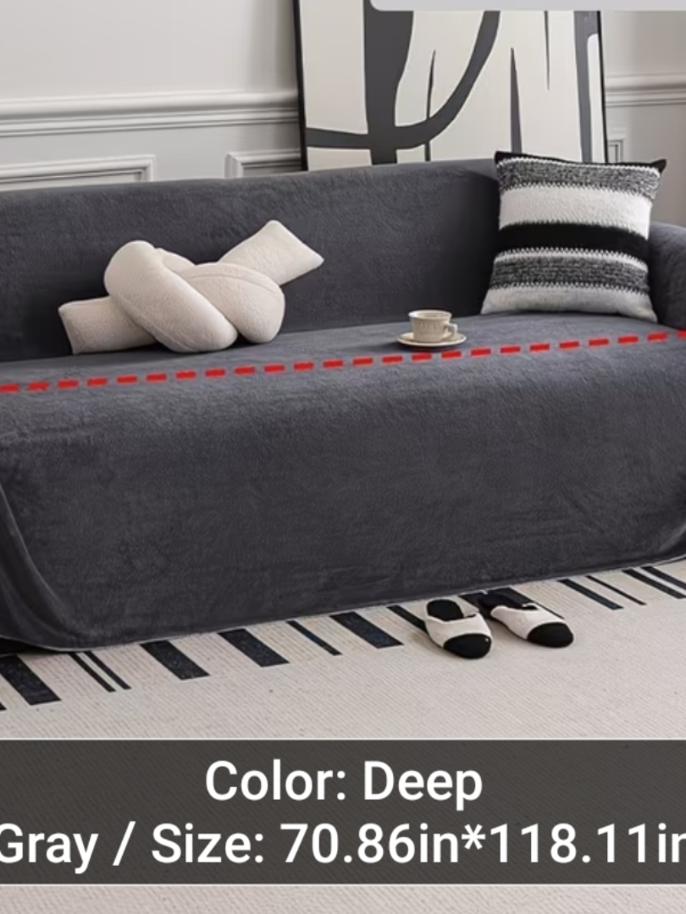Home Accents Contemporary Charcoal Deep Gray Sofa Cover - Picture 2 of 2